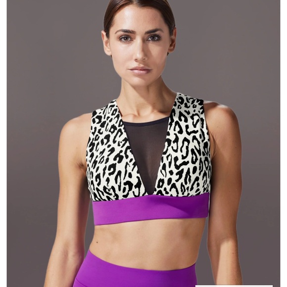 POLARIS LEOPARD PRINT LONGLINE BRA & LEGGING - IVORY ORCHID - Picture 2 of 6